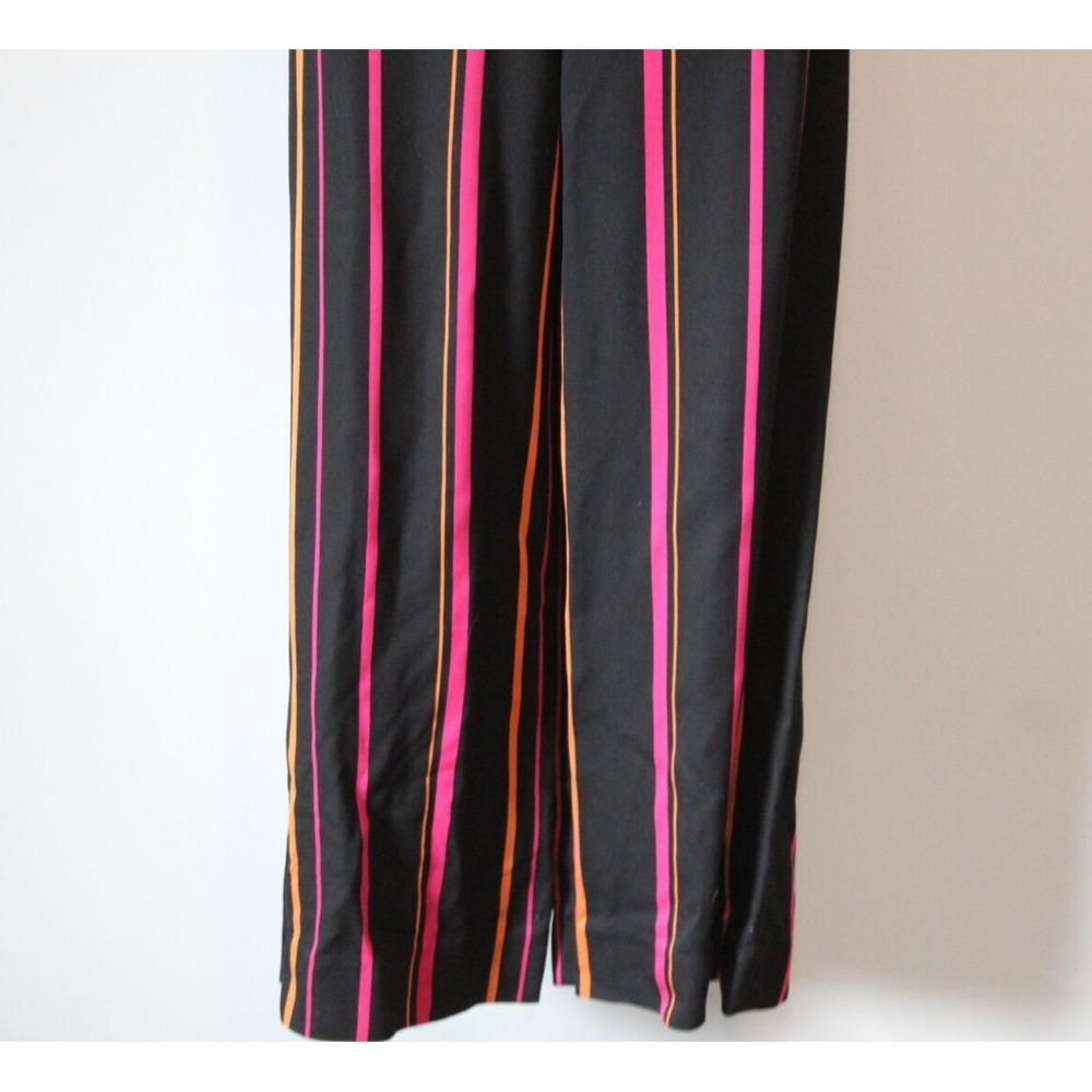 Diane Von Furstenberg Sleeveless Crossover Wide Leg Striped One-Piece Jumpsuit 0 - Picture 9 of 14